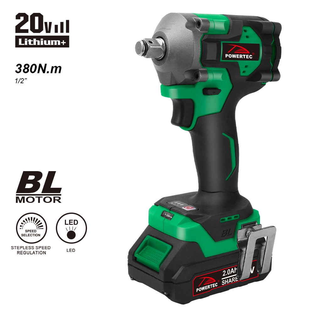 Powertec Li-ion Brushless Cordless Impact Wrench 20V High Torque Wrenches