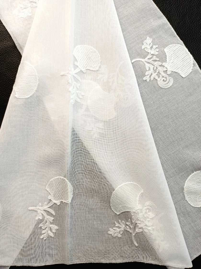 Good quality with Lower Price 100% Polyester Dolly Sheer Fabric with Embroidery Cortina Windows Curtain Fabric