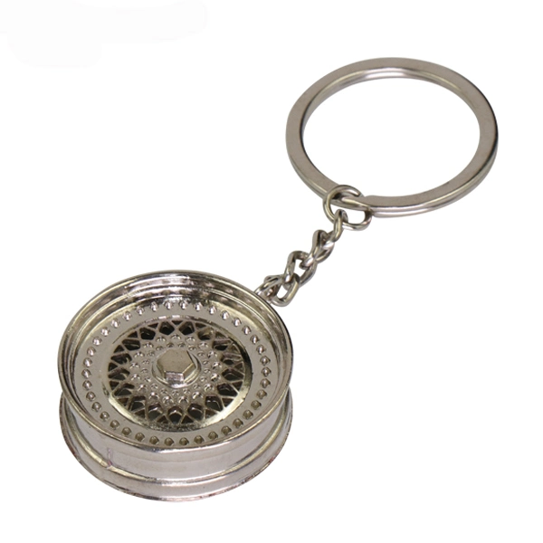 Silver Plated Metal Alloy 3D Car Wheel Keychain for Mens Fashion Gift Keyring (HL-KC112)