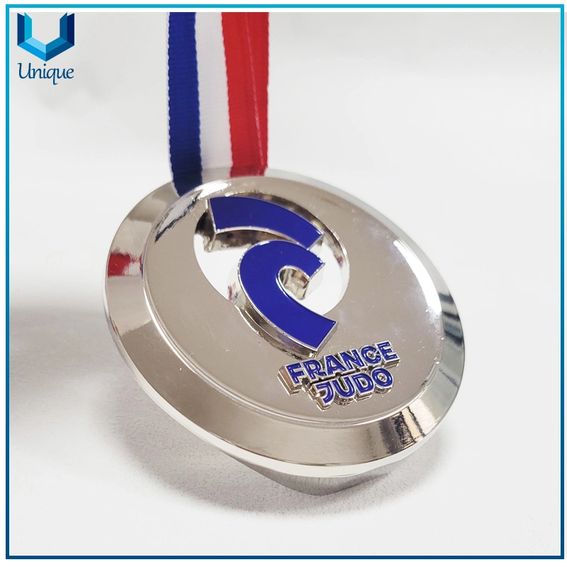 Custom Premium Design Standarble Medal, 85mm Gold Silver Bronze France Yudo Medal with Ribbon