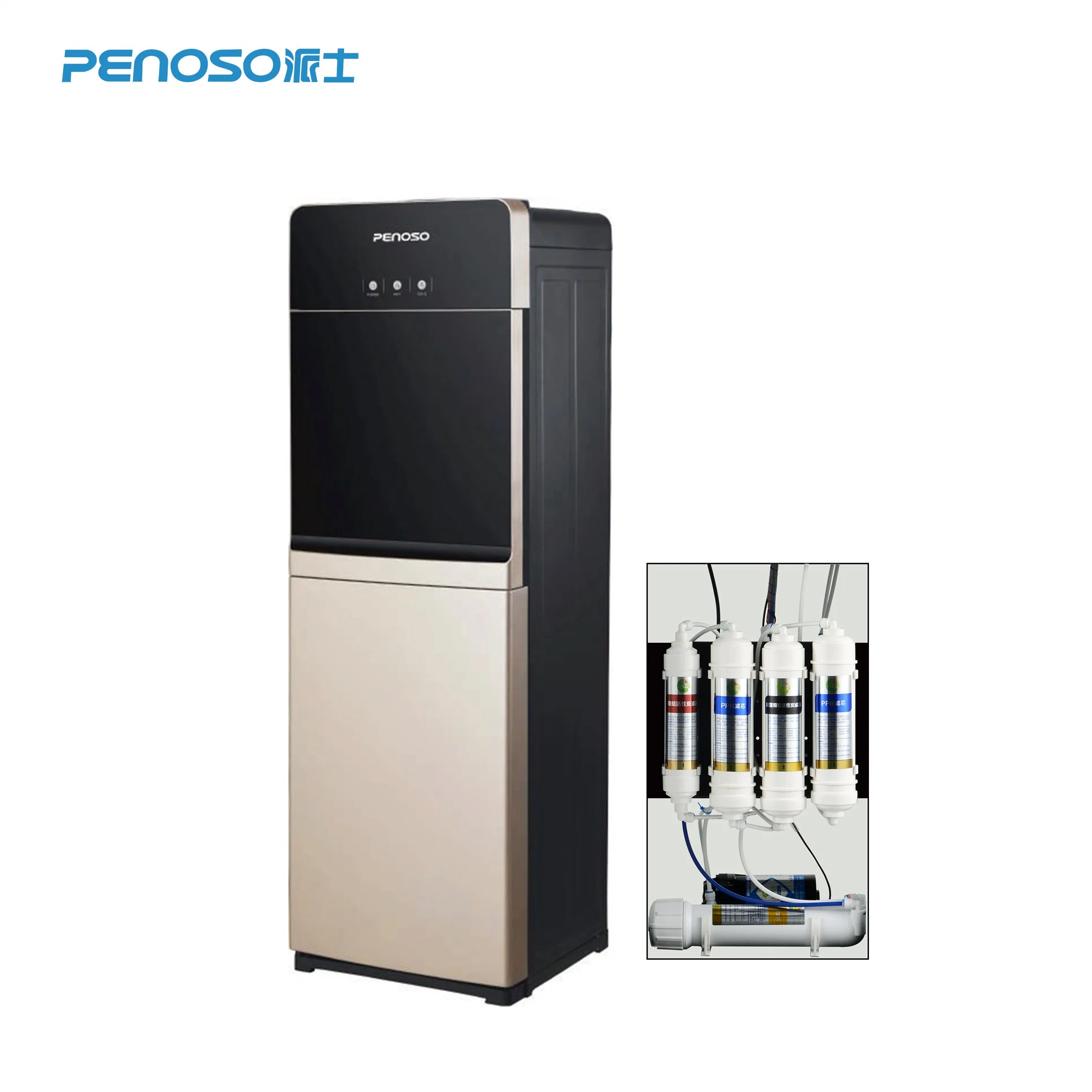 Golden New Floor Type Compressor Cooling Hot and Cold Water Dispenser/Filter/with Storage Cabinet