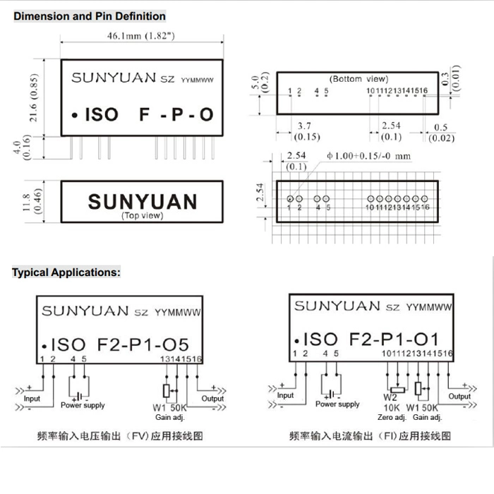 3kvdc Isolation Fv/Fi Frequency Signal to DC Current/Voltage Signal Converter Transmitter