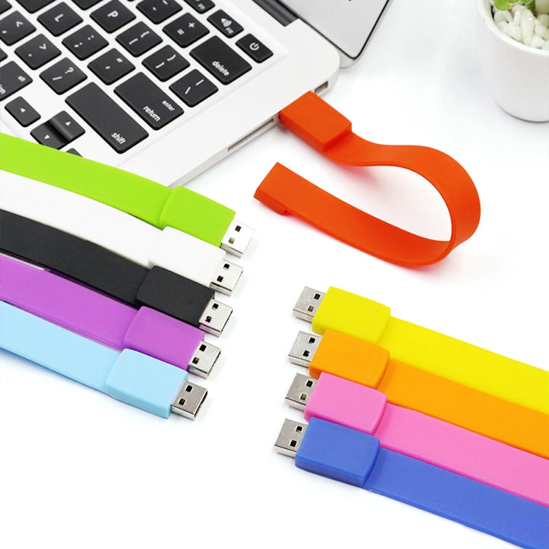 Mayorista de fábrica Bracelete de silicona Pendrive USB Flash con la impresión de logotipo personalizado