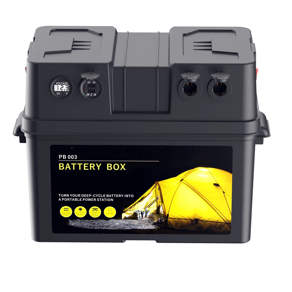 Portable Plastic 12V Waterproof Automotive Battery Box Safely Stores RV Marine Batteries