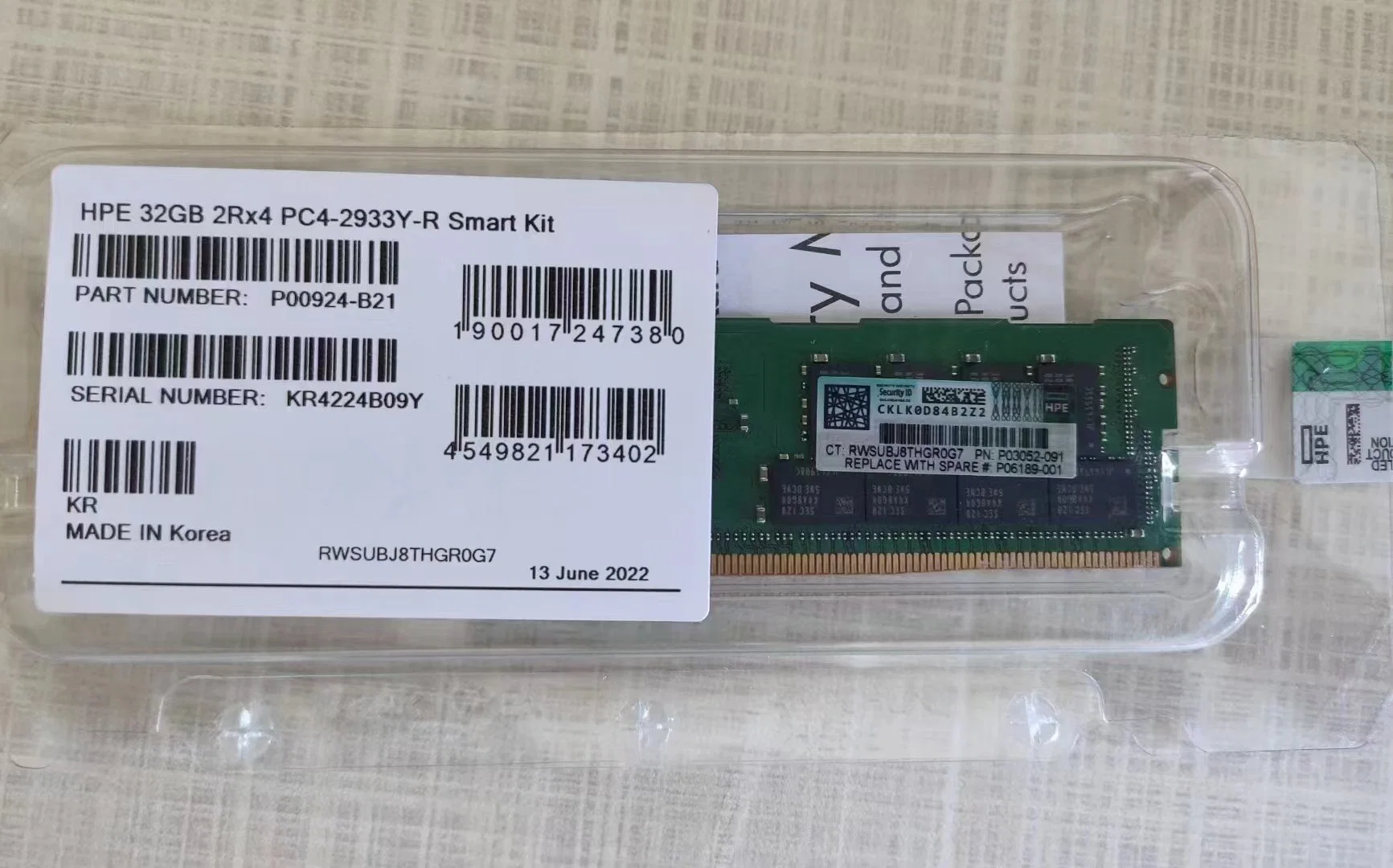P00924-B21 32GB PC4-2933y-R 2rx4 Kr4224b09y Interner Austausch für Laptops und Computer SSD-HDD-Solid-State-Festplatte