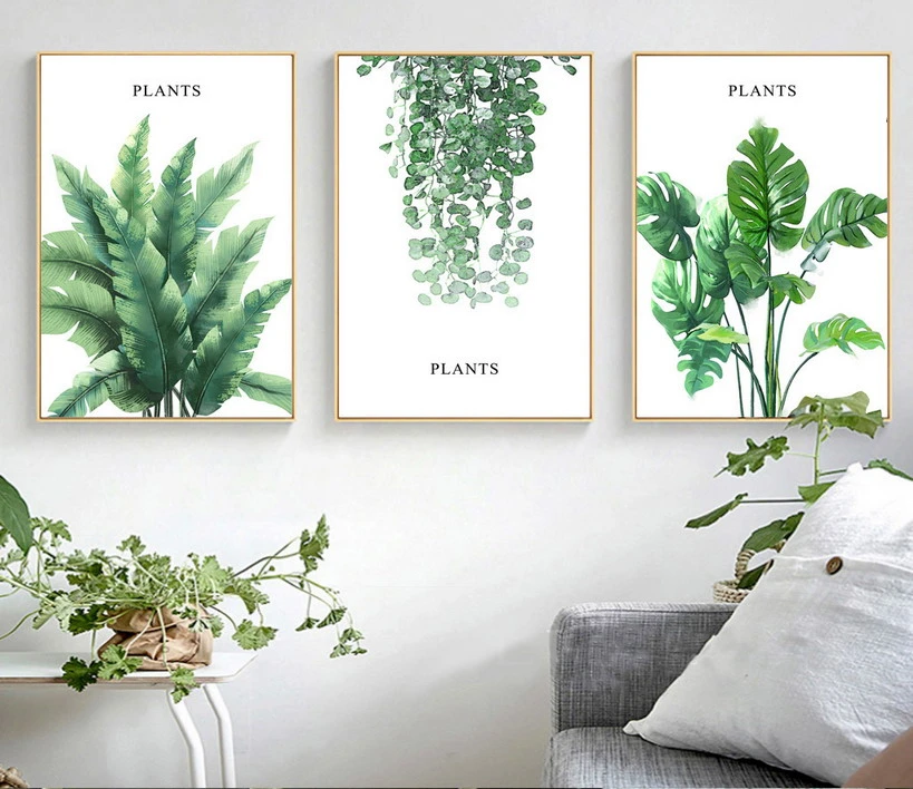 Abstract Golden Plant Leaves Picture Wall Poster Modern Style Canvas Print Painting Art Aisle Living Room Unique Decoration