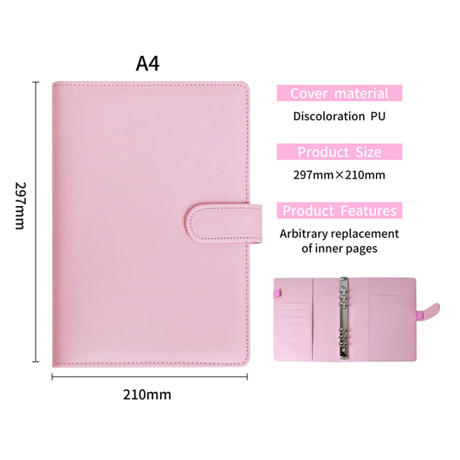 Custom Luxury PU Leather Budget Binder Office Supplies with Buckle Notebook