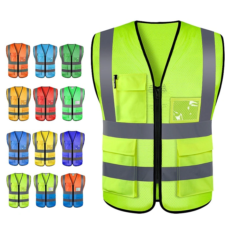 Reflective Clothing Multi-Pocket Reflective Vest Warning Reflective Vest Construction Site Traffic Building Sanitation Safety Clothing Can Be Printed