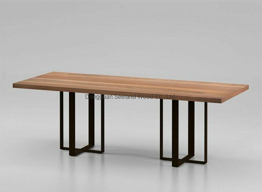 Walnut Solid Wood Table Base Legs / Metal Table Legs, Metal Table Frame, Dining Table Base