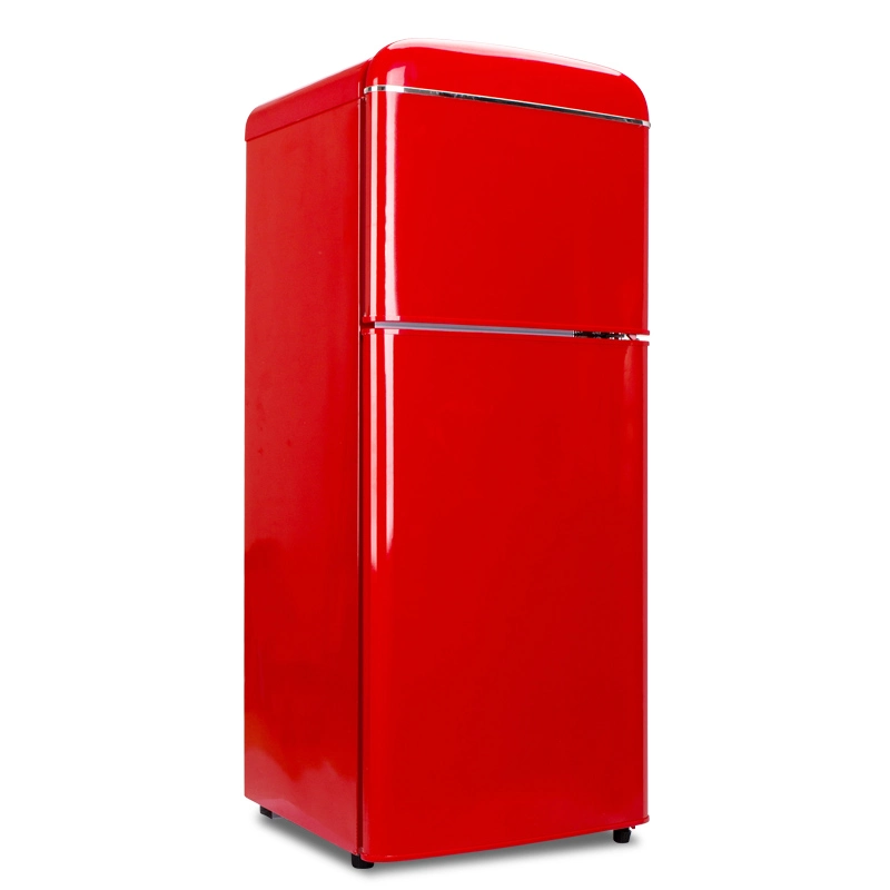 Fareast refrigerador con puerta doble, Retro de color rojo, 2.8 cu. Pies (80L)