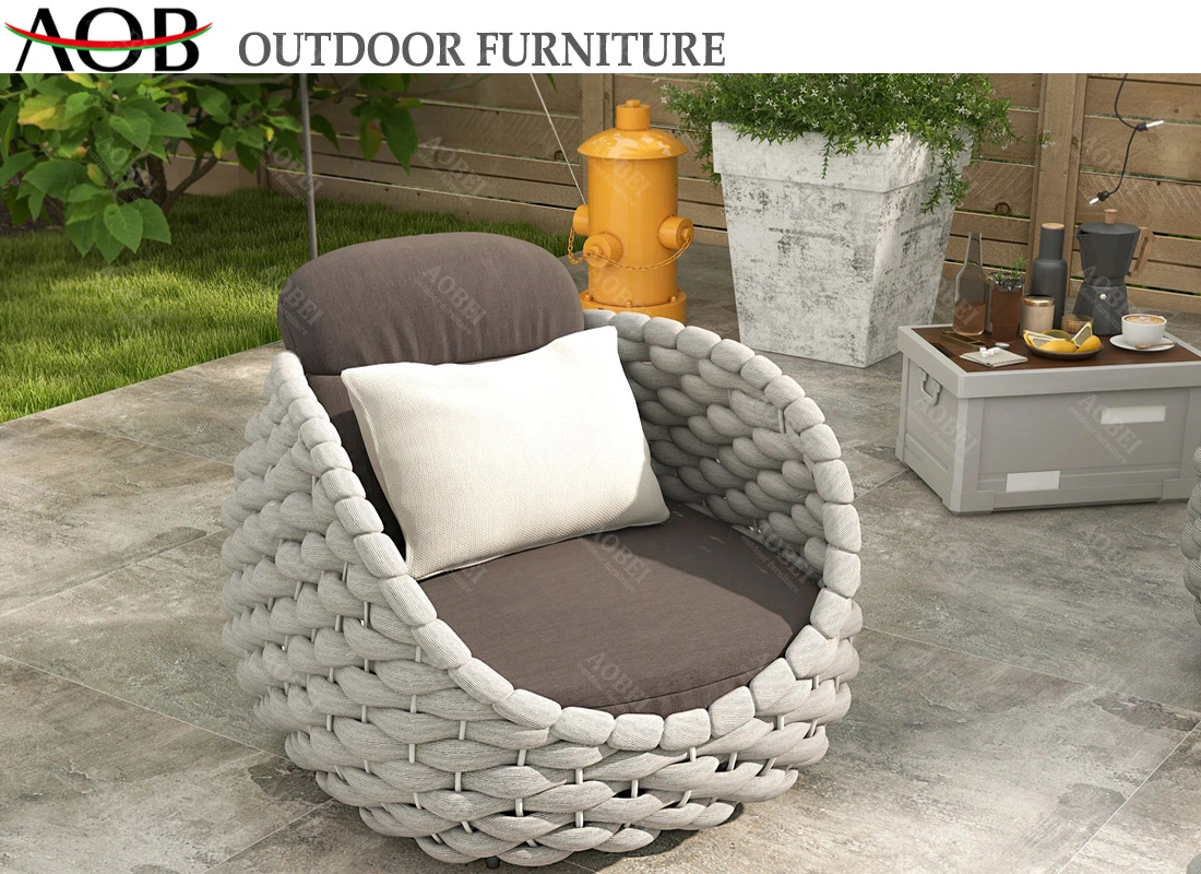 Beige Color Outdoor Garden Furniture Leisure Chair Set with Sunbrella Cushion