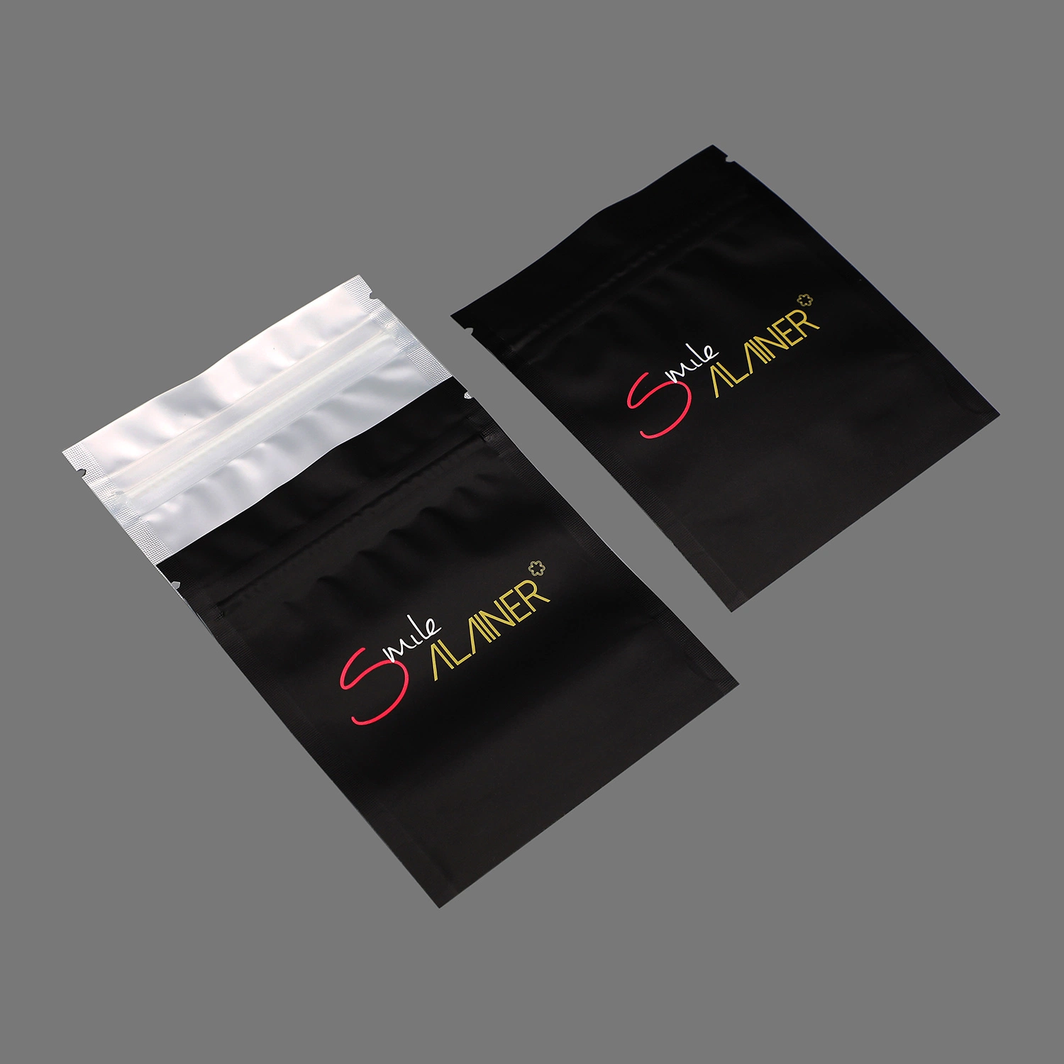 Flat Transparent Foil Matte Black Custom Aluminum Food Packaging Ziplock Three Size Hot Sealing Bag