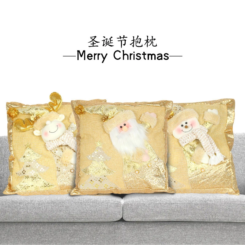 Santa Snowman Pillowcase Home Golden Christmas Pillow Sofa Pillow Cushion Gift