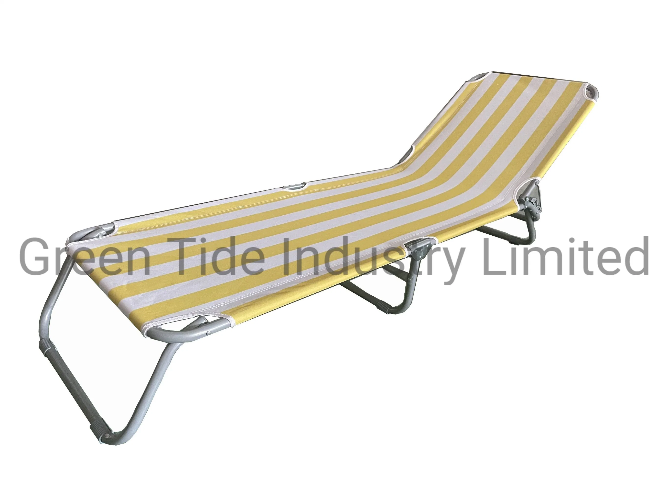 Mobilier d'extérieur Chaise longue pliante à rayures pour le camping et la plage.