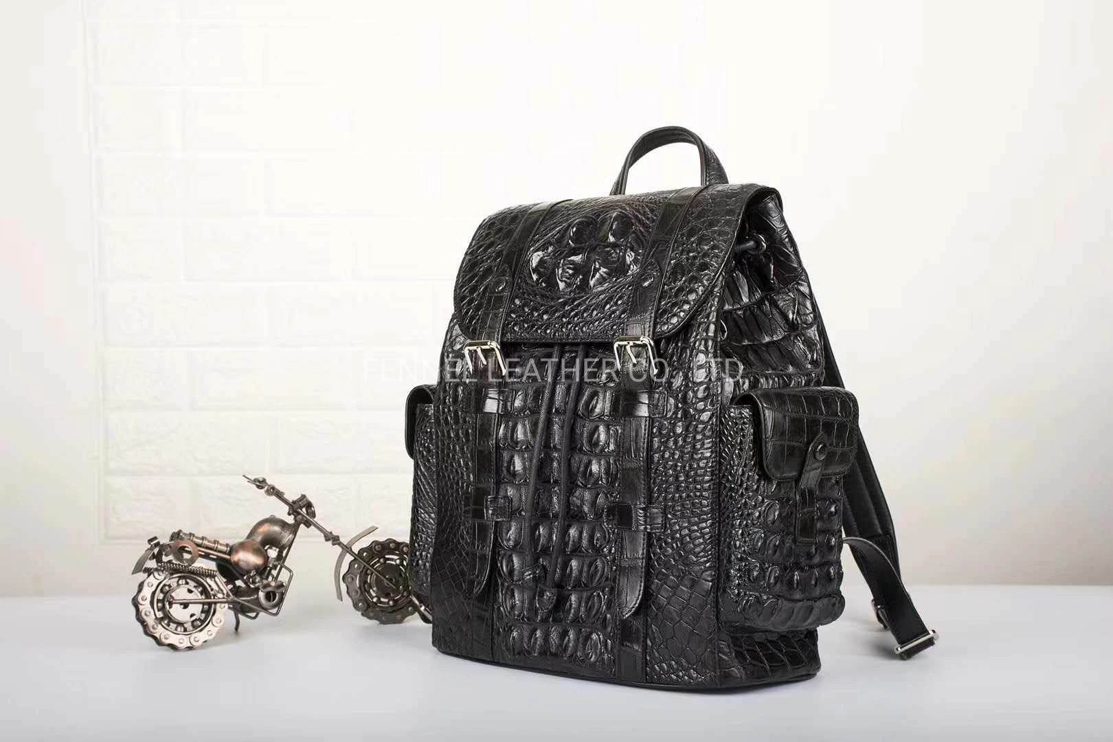 Manufacture Factory OEM Luxury Original Crocodile Leather Men Fashion High Classic Laptop Bag Leather Backpack Popular Top Quality Designer Rucksack (F6432)