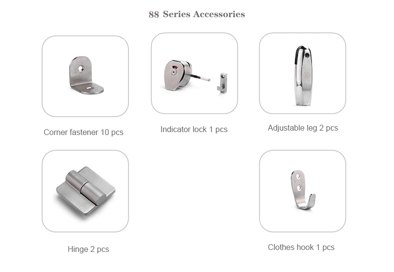 Stainless Steel 304 Sanitary Hardware HPL Toilet Cubicle Accessory