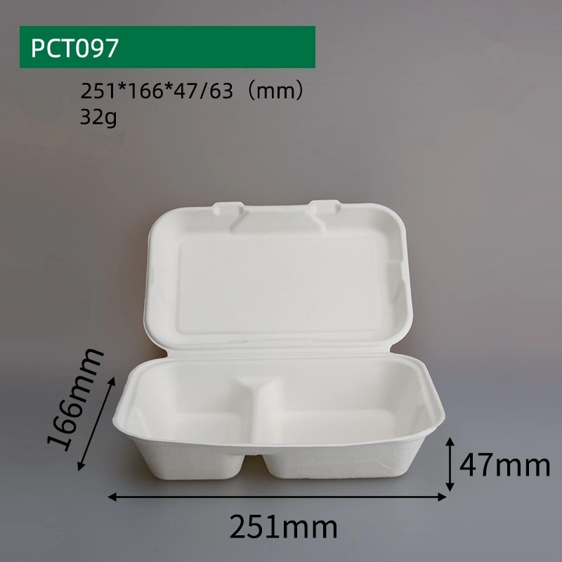 Disposable Clamshell Round to Go Take Away Lunch Food Meal Deli Bamboo Fiber Packaging Boxes