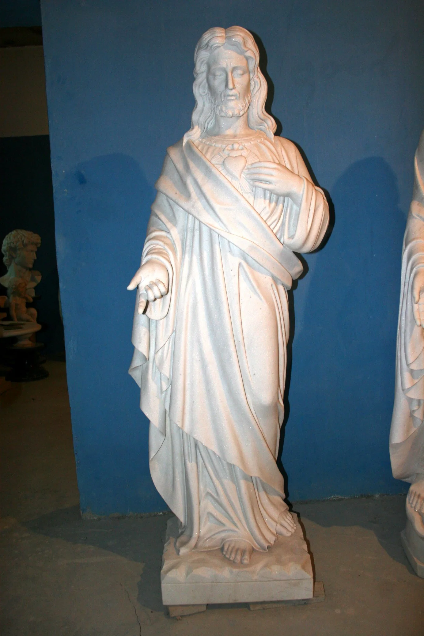 Decoración religiosa Dios estatua de mármol tallado a mano la figura de piedra escultura (SYMS-099)