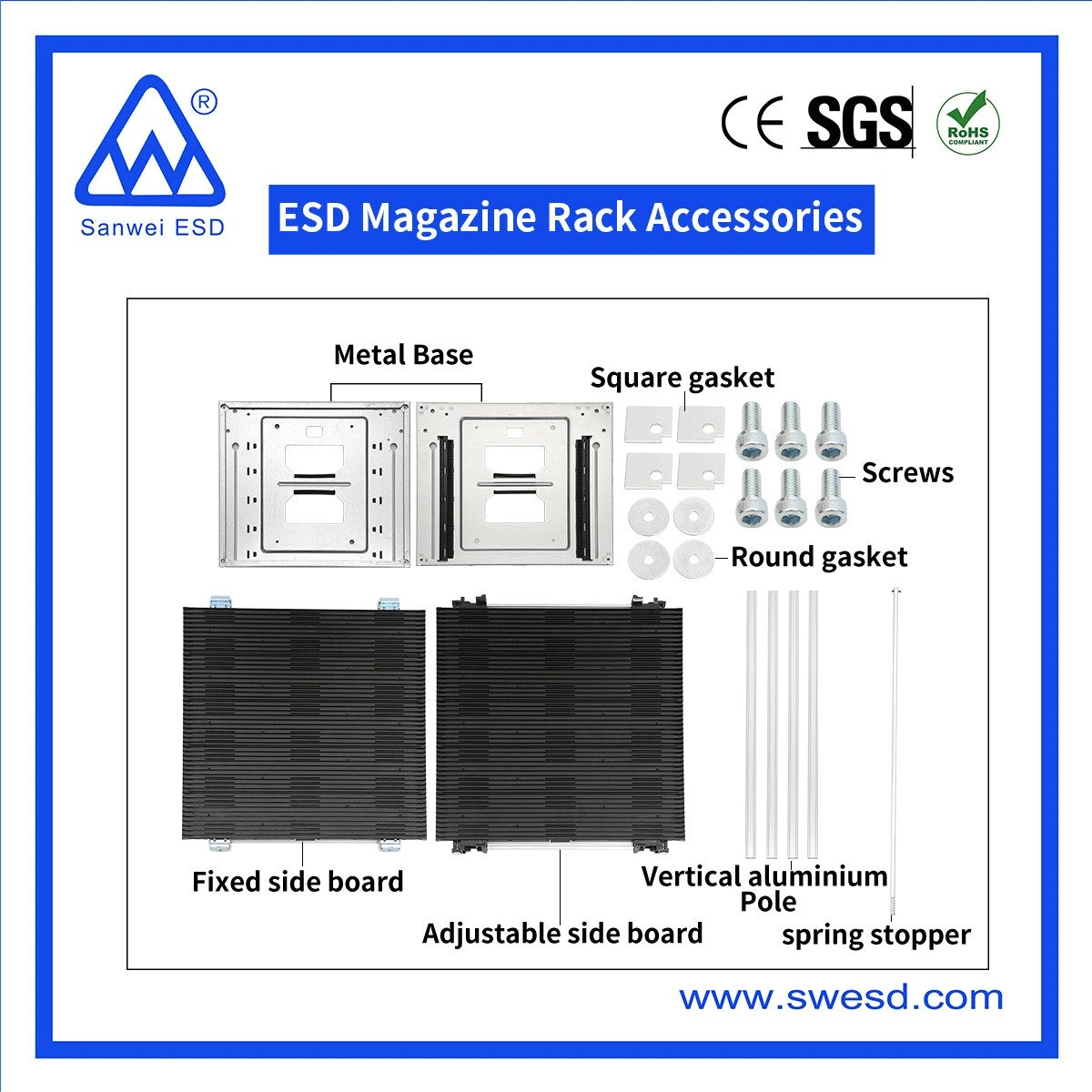 SMD ESD-Leiterplatten-Lagermagazine-Racks zu 3W-9805301b5-1