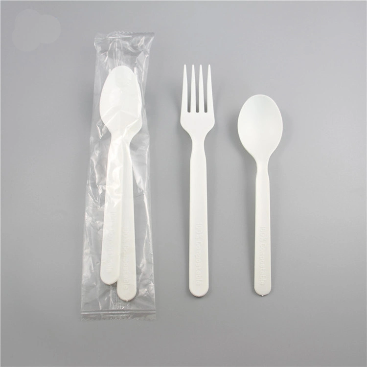 7 Inch Disposable PLA Fully Degradable Tableware Plastic Cutlery Set