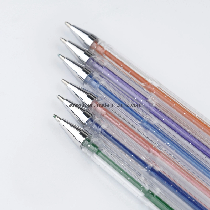 School Stationery Glitter Gel Pens with Fluorescence Ink for Coloring