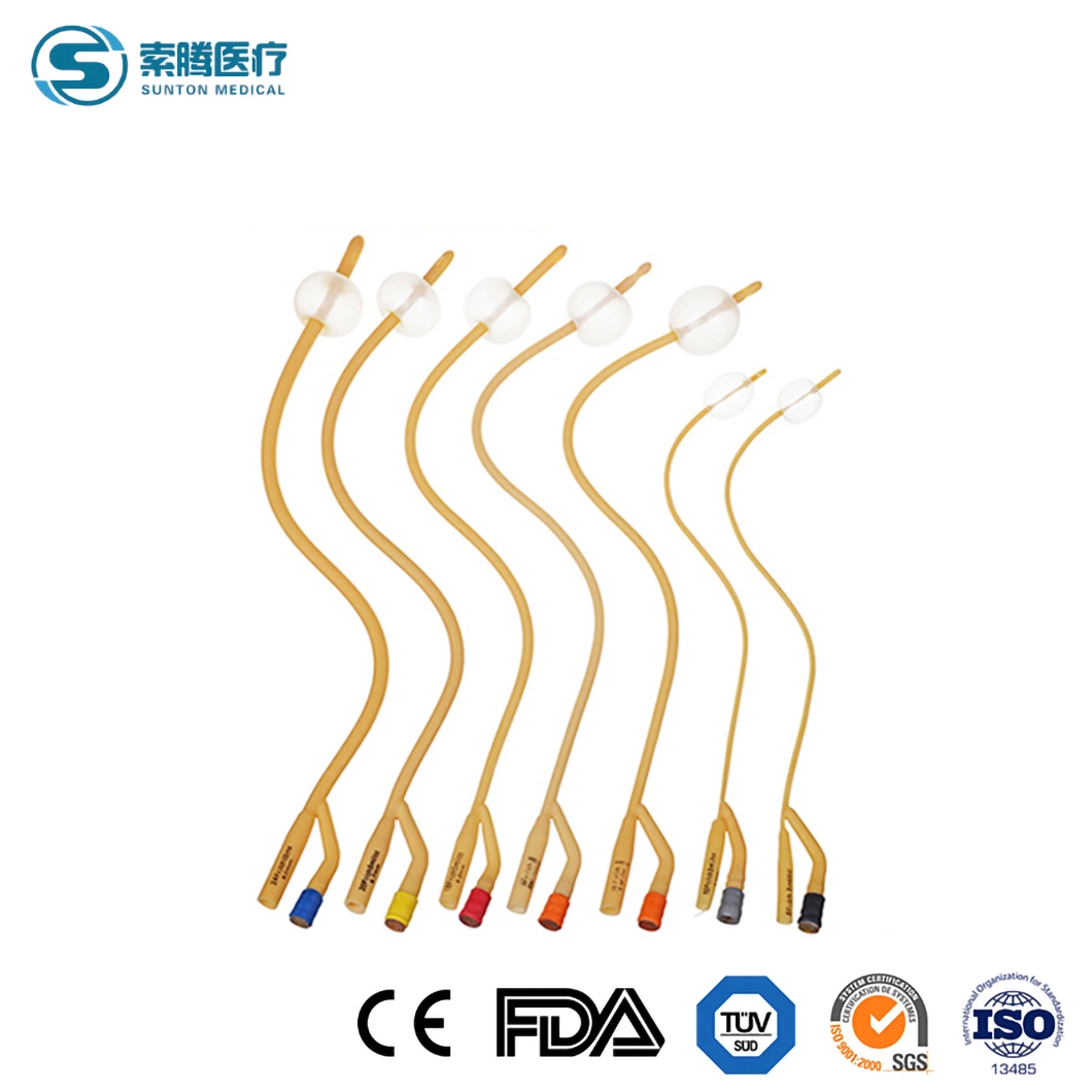 Sunton China 1 Way 3 Way / 2 Way Latex Foley Urinary Catheter Supplier 6fr,8fr,10fr,12fr,14fr,16fr,18fr,20fr or Customized Sterile Foley Urinary Catheter Price