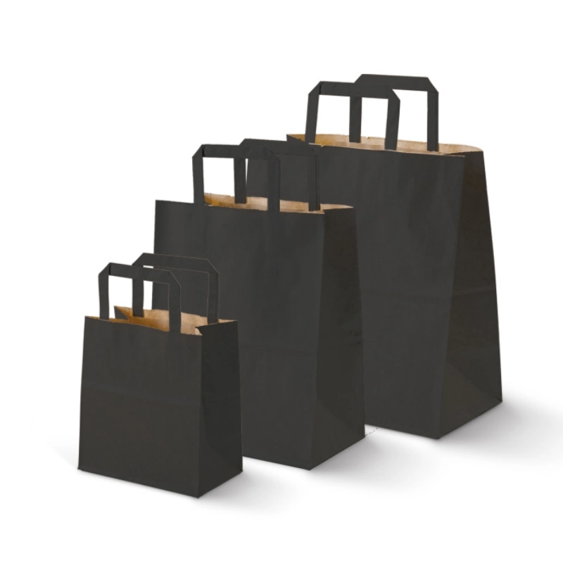 Kraft Bolsa de papel ropa personalizada Compras Bolsa de regalo Catering Embalaje para llevar impresión de logotipos de bolsas de papel