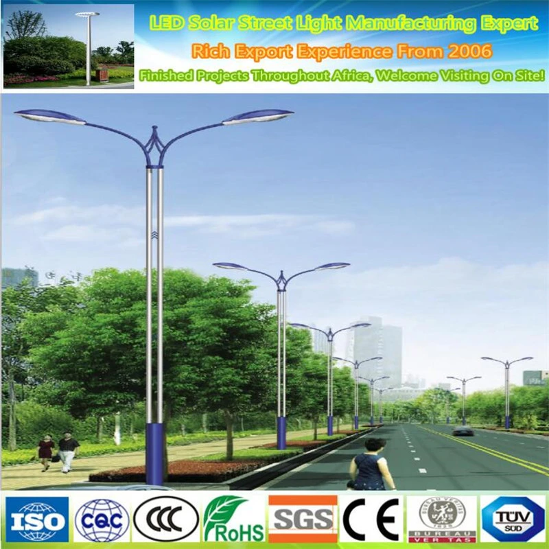 High quality/High cost performance Outdoor Double Arm Round Octagonal 10m Galvanized LED Solar Street Light Pole Design