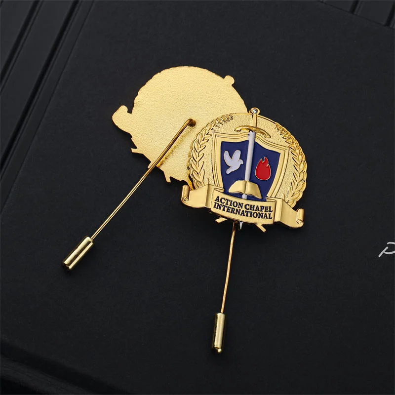 Supplier Custom Logo Design Commercial Association Event Long Needle Metal Poppy Lapel Pins Mens Brooch Tie Pin for Suit Men Poppy Pin Badge