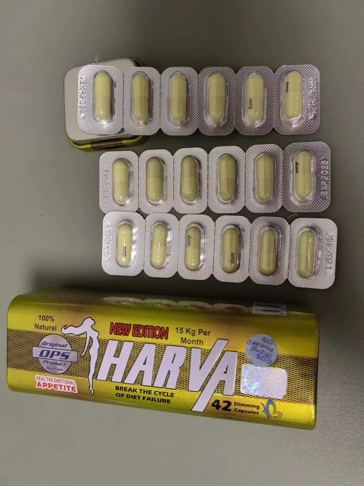 OEM Harva Weight Loss Capsules Slimming Capsules Long Iron Box