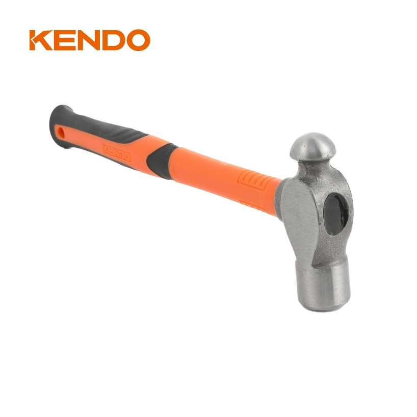 Kendo Fiberglass Handle Ball Pein Hammer with Ergonomic Fiberglass Handle with Lanyard Hole