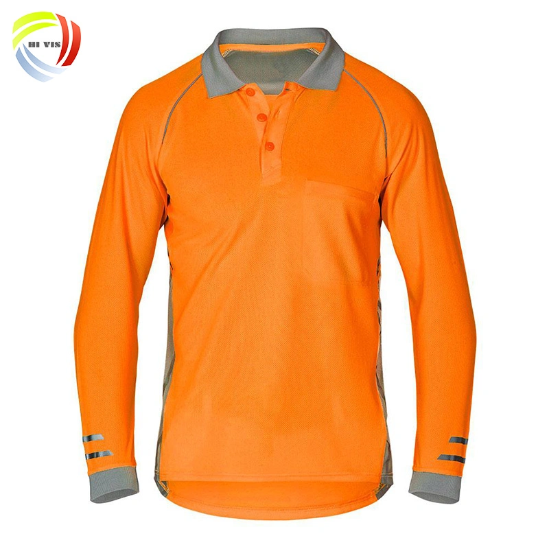 Polyester Short Sleeve Polo T-Shirt Custom Embroidery Logo Reflective Safety Polo Shirts for Men Blank T Shirt