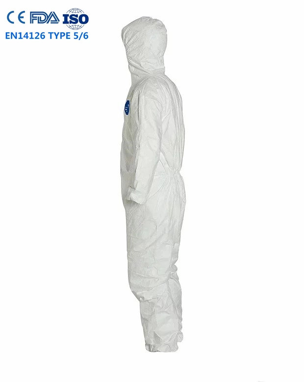 En13034 Factory Tyvek 400 Disposable SMS PP PE Protective Coverall 70g for Spraying Industry PPE Anti-Small Particles Washable Type 5 6 Isolation Suit Cat III