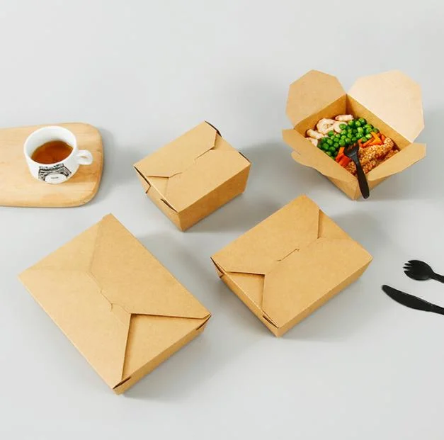 Hiro Biodegradable Lunch Container Food Tray Take out Container Takeway Kraft Paper Food Box