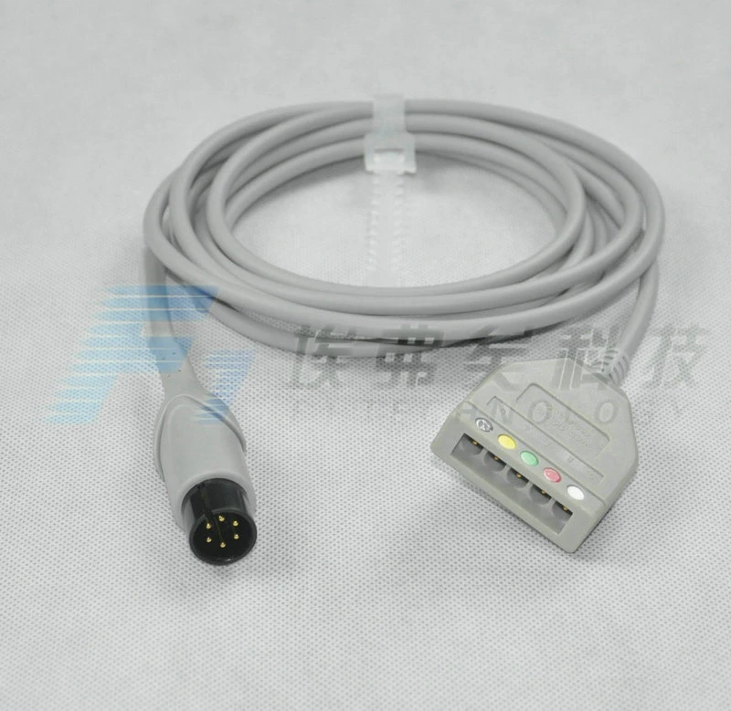 Clip Type Medical 6 Pin 5 Lead ECG Cable