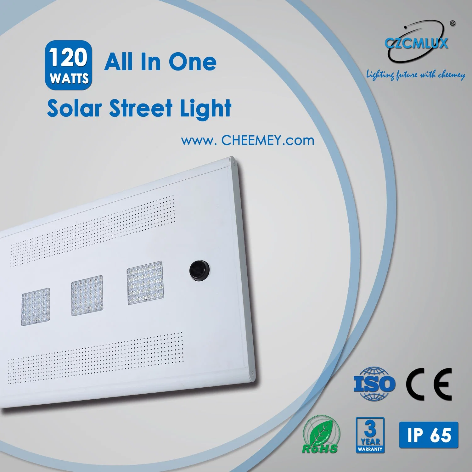 120W High Power All in One Solar Street Light for Project with 3-5 Years Warranty