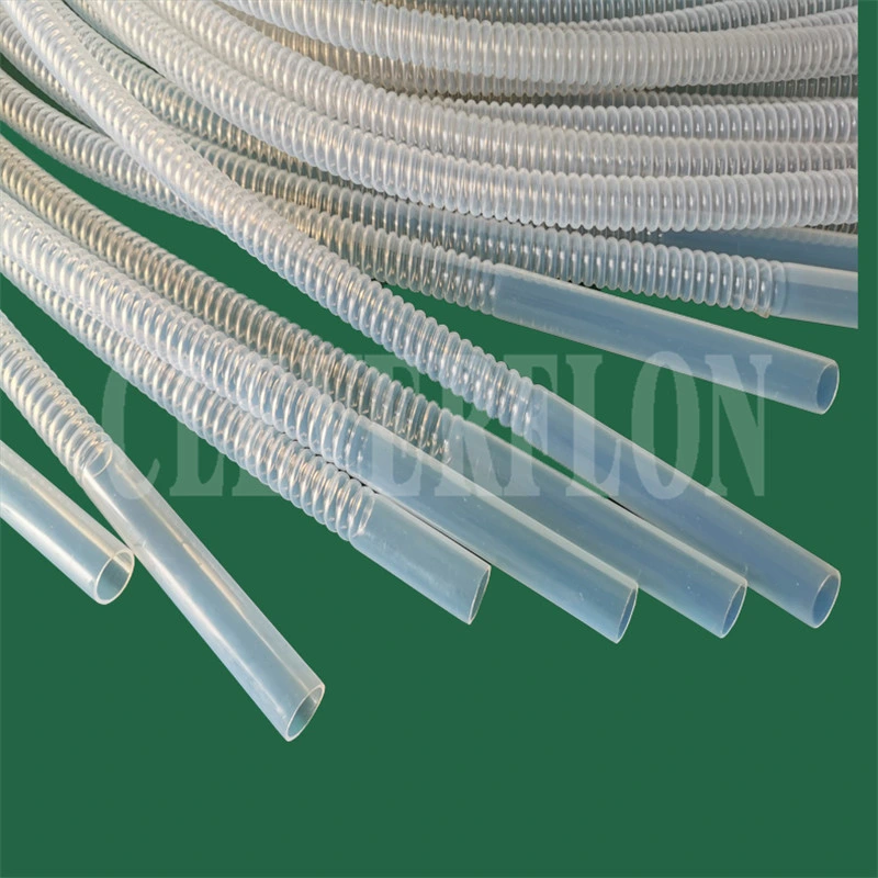 Extrusión de tubo de plástico corrugado corrugado PTFE Tubo de plástico flexible