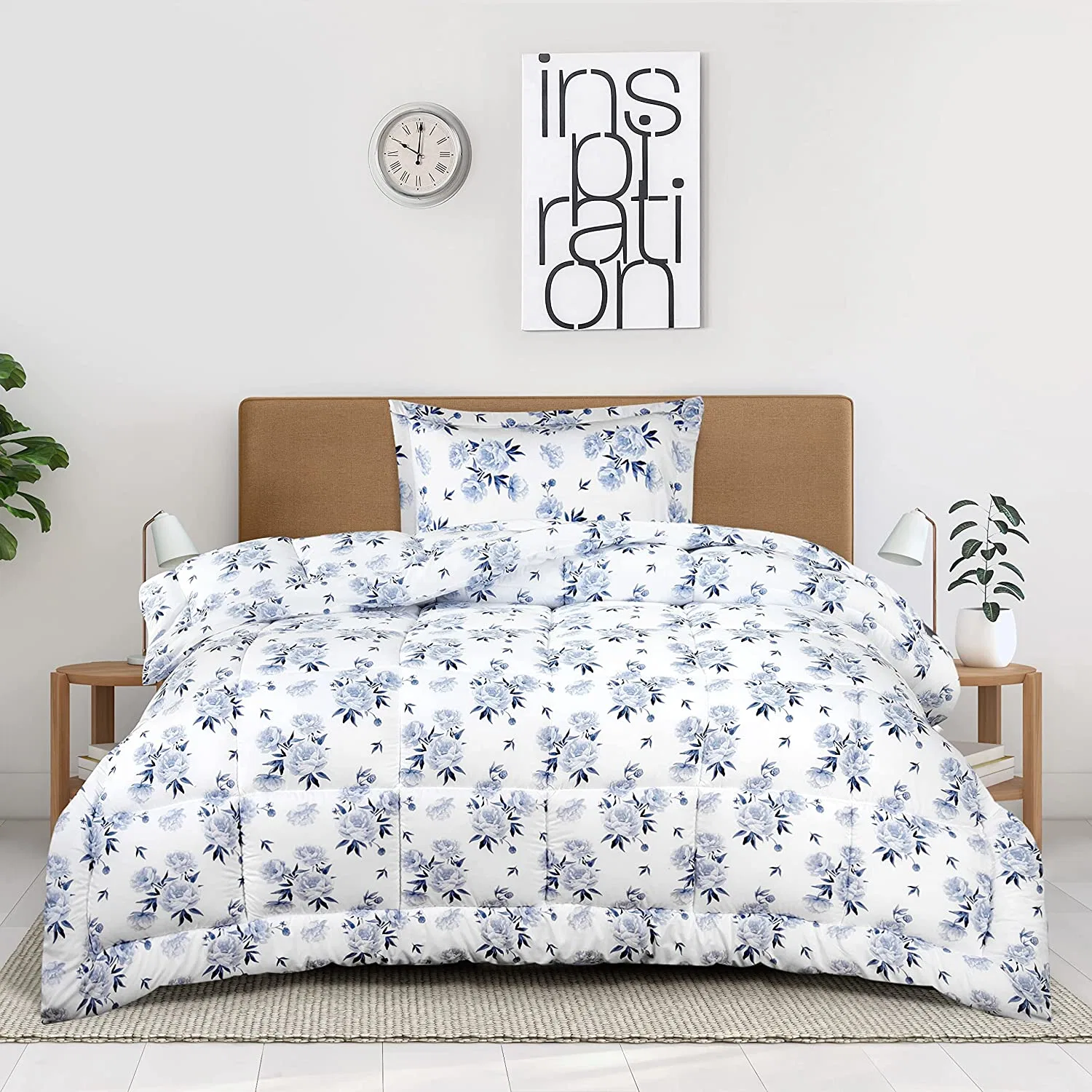 Bedding Twin Comforter Set Kids (Rose Floral) with 1 Pillow Sham - Bedding Comforter Sets - Down Alternative Comforter - Soft and Comfortable