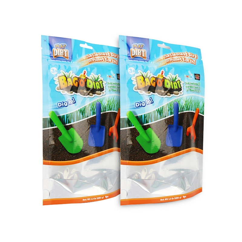 Beach Toy Packaging Bag Custom Printing Aluminum Foil on One Side and Transparent on The Other Toy Stand up Pouch with Zipper