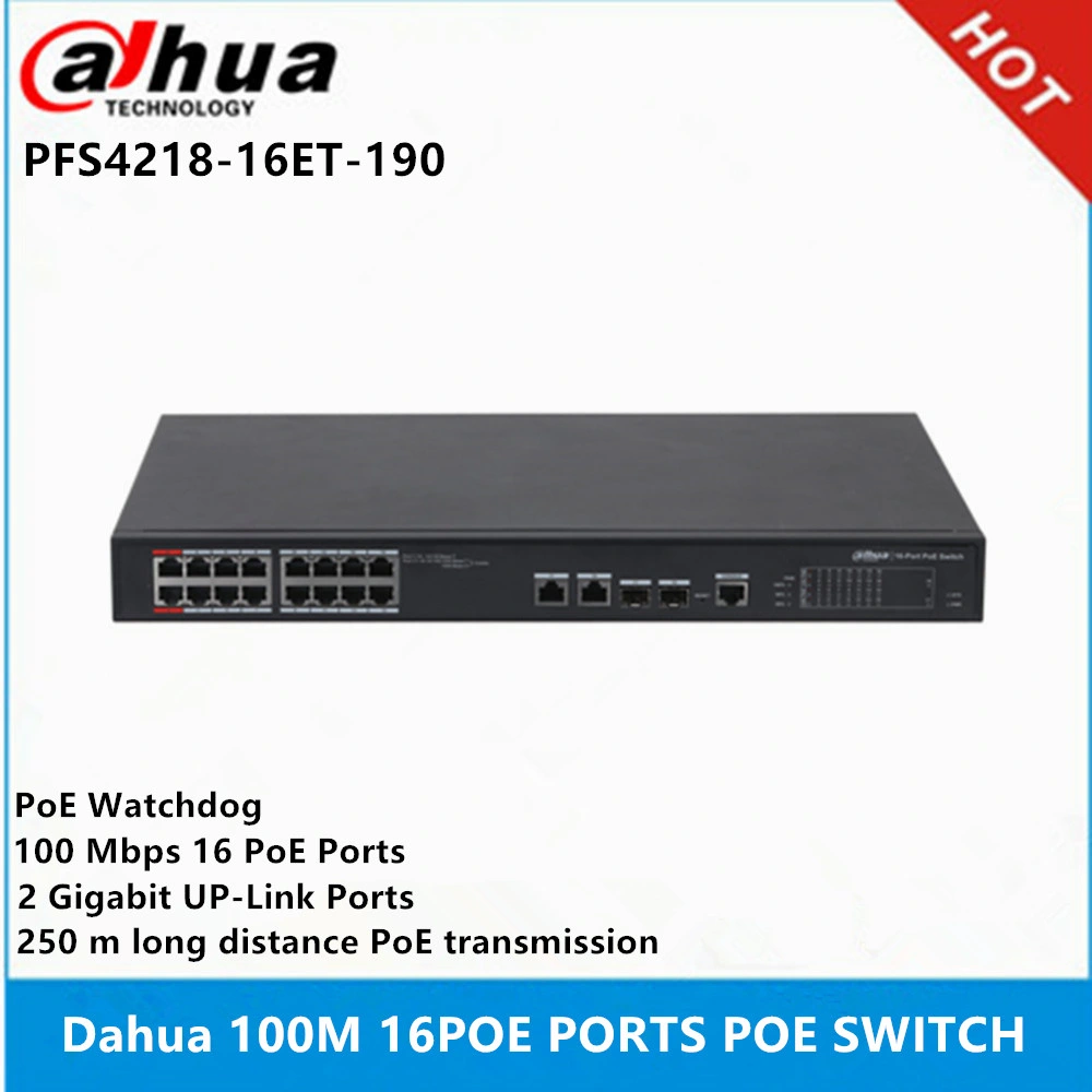 Pfs4218-16et-190 16-Port 100 Mbps + 2-Port Gigabit Managed Poe Switch Watchdog with 250 M Long Distance Poe Layer 2 Transmission
