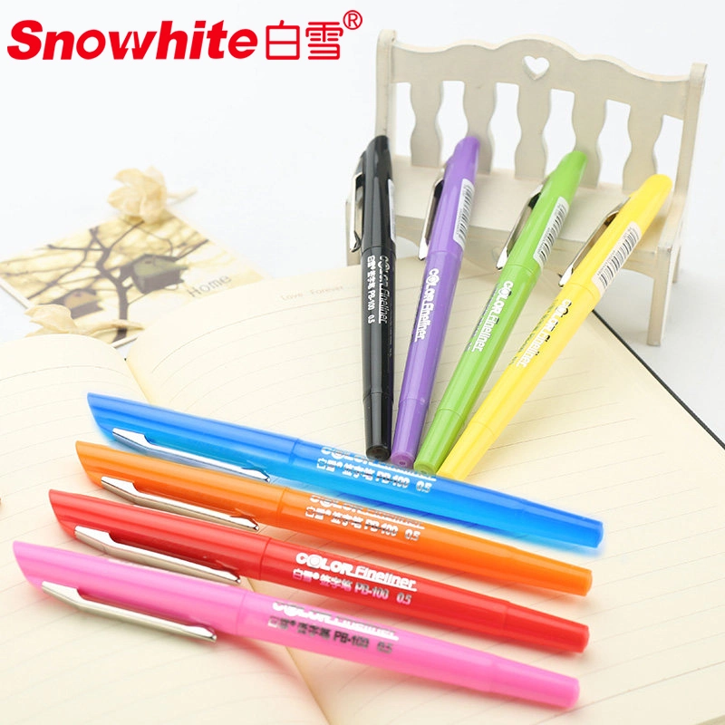 Stationery Wholesale/Supplier Snowhtie Felt Pen Metal Clip Fineliner Tips, Black Color, 12CT, Classical Pens