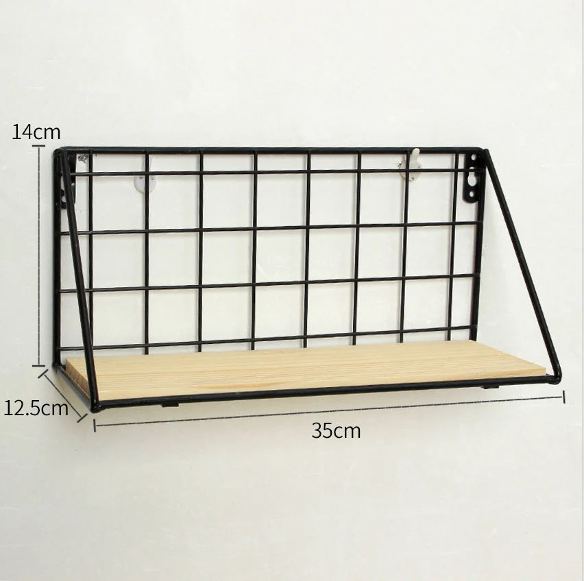 Metall Holz Schlafzimmer Organizer Hängende Wand Lagerung Regal Display Rack