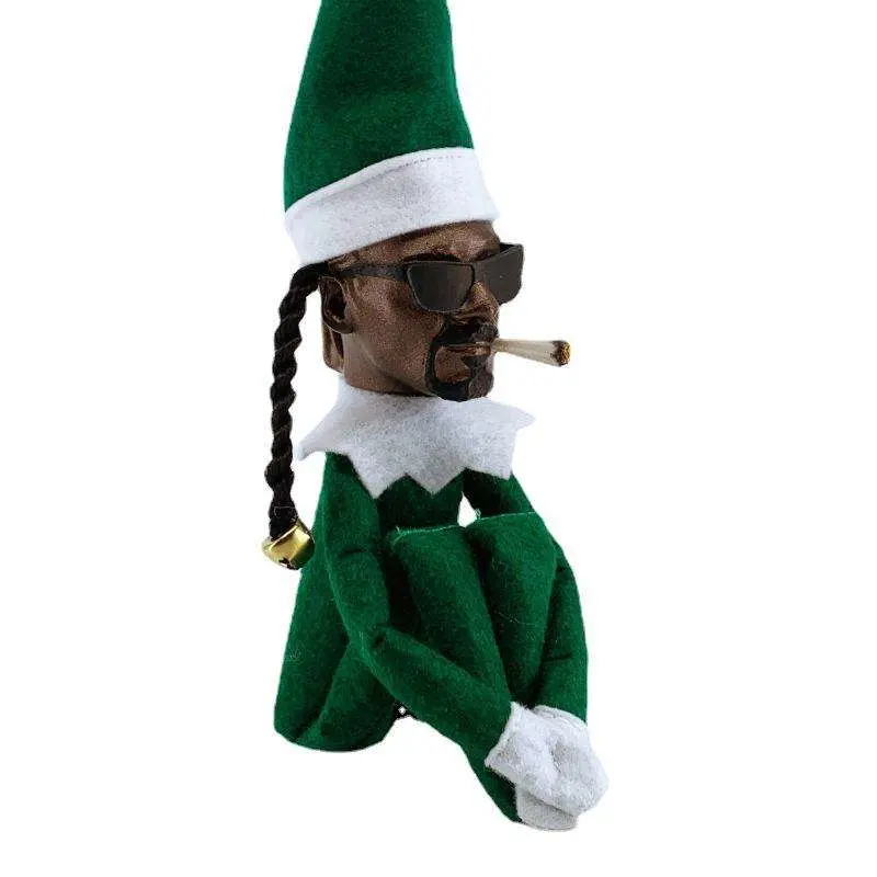 2023 Novelty Christmas Gift Christmas Elf Toy Wearing Sunglasses Cigarette Funny Decoration Home Ornament