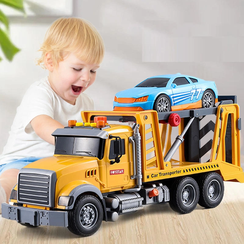 Boy Toys Friction Power Truck Electric City Rescue Cars Engineering Big Size Trucks Car Trailer with Music and Light