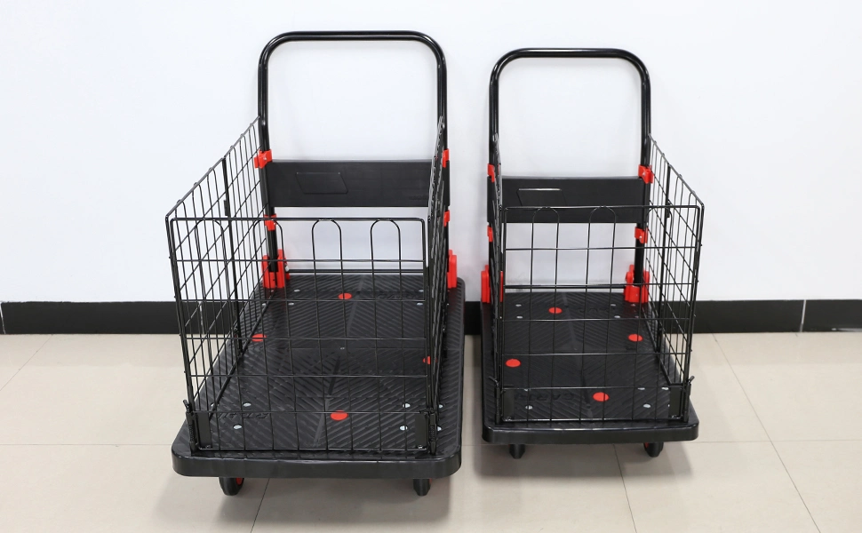 Uholan CT2-300 Large Capacity Collapsible Plastic Platform Net Cage Hand Carts Trolley