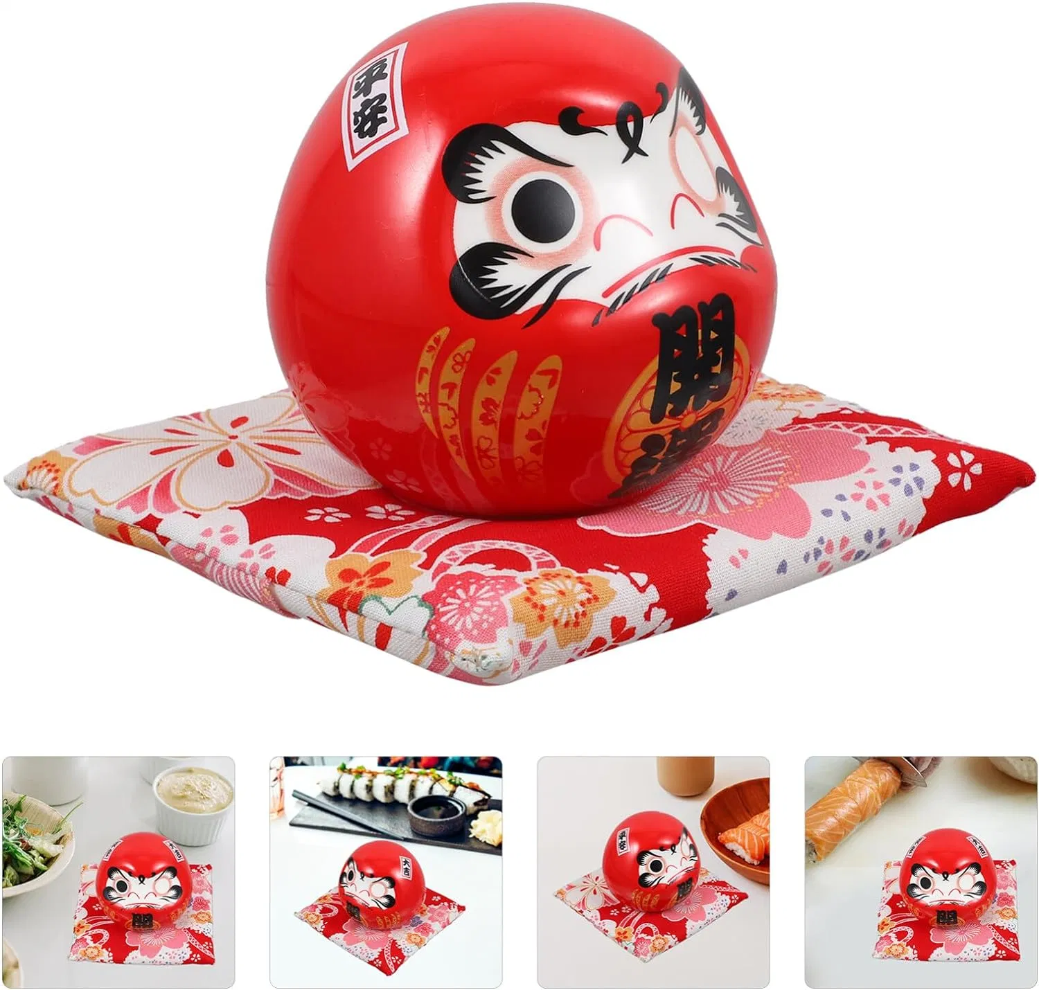 Japanese Style Ceramic Daruma Doll Figurine Ornament for Home Decoration