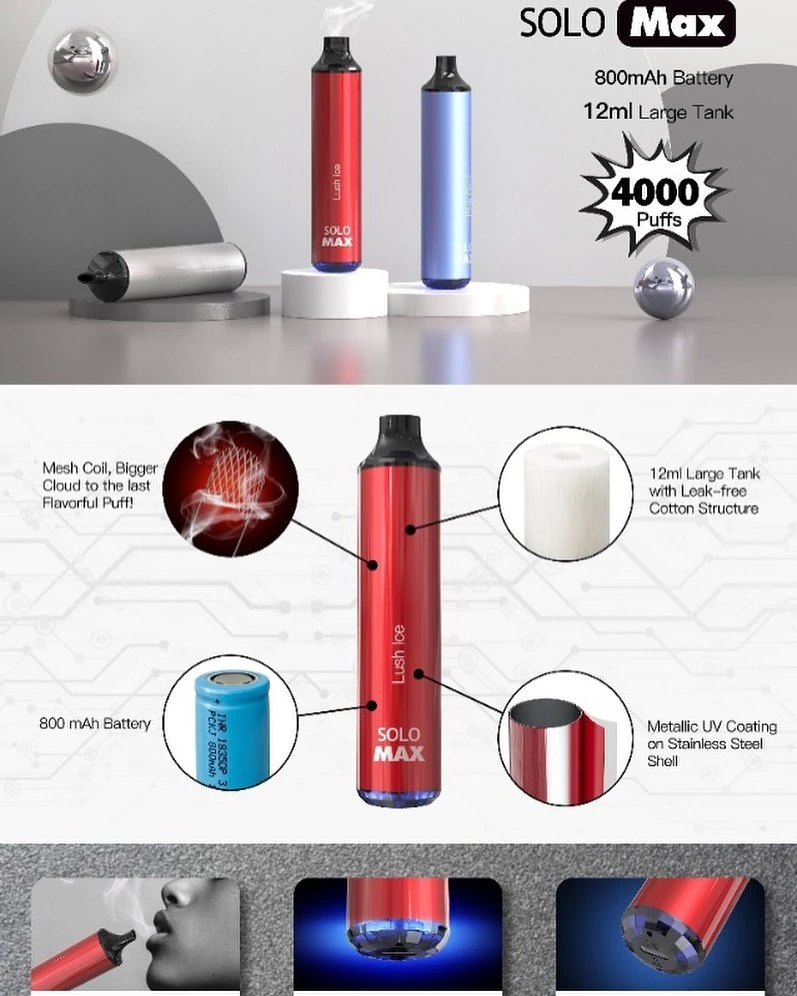 Vapeman Solo Max 4000 Puffs OEM Flavors Disposable/Chargeable Vape Pen Bulk Price Best Quality Ecigarette