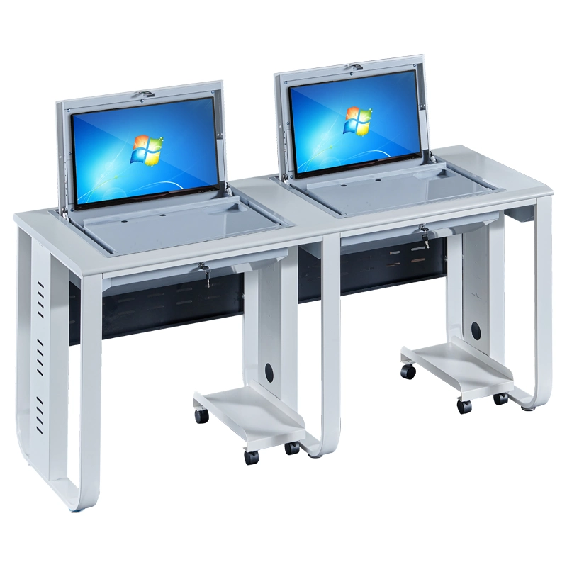 Bureau de meubles d'ordinateur Bureau d'ordinateur de classe multimédia avec écran d'ordinateur rabattable sécurisé.