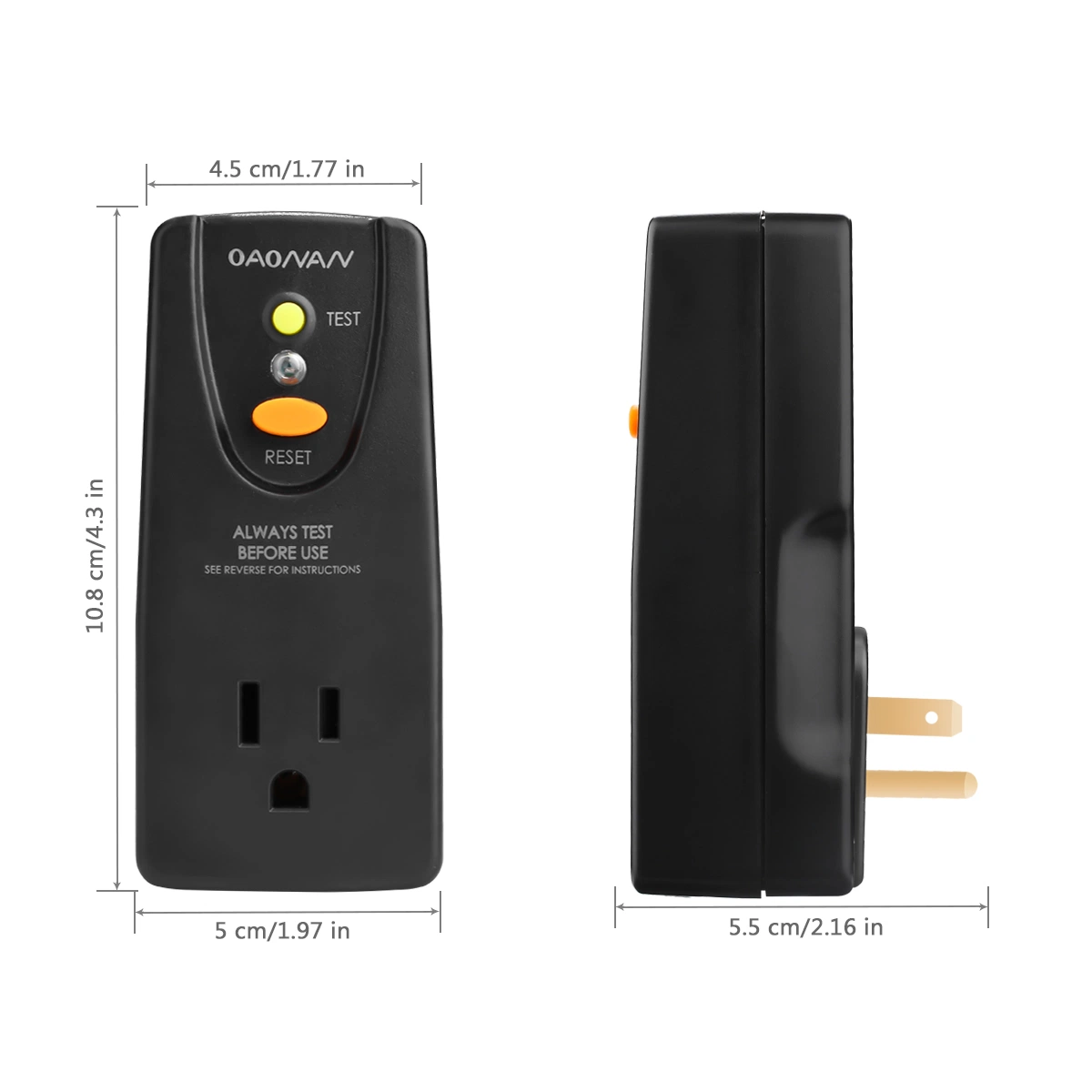 Nandao Factory direkt GFCI 120V 15mA Sicherheitsstopfen zum Schutz vor Leckagen Tragbarer Steckeradapter Aus Reinem Kupfer