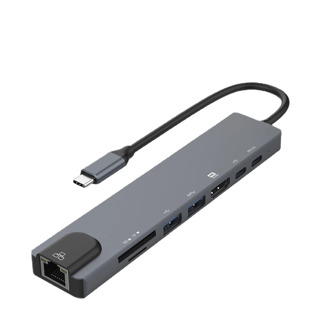 8-in-1 Dockingstation USB-C auf HDMI-Kabel 4K@30Hz Typ-C Erweiterung Nabe